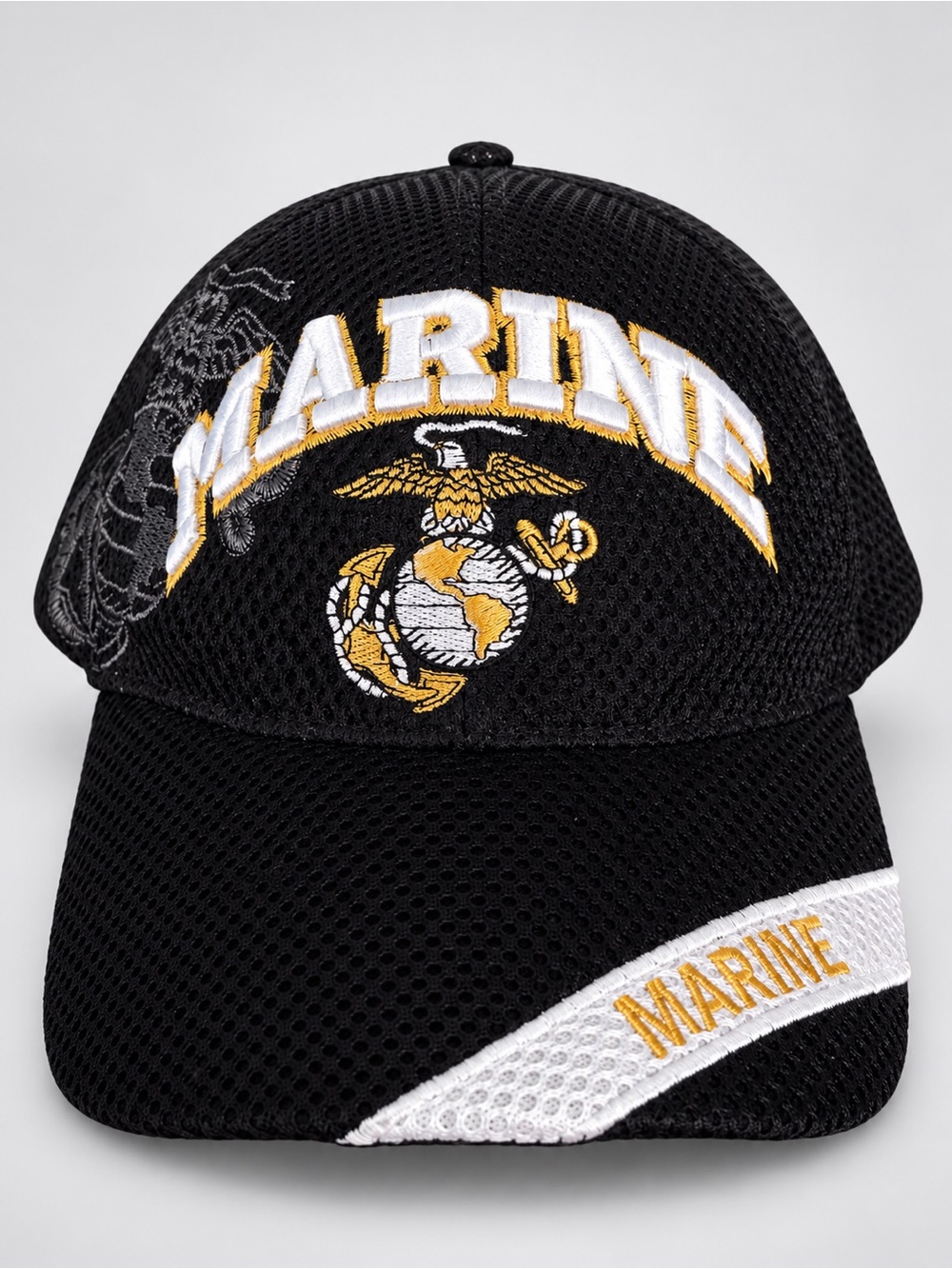 US Marine Corps Black Mesh Baseball Cap Embroidered Eagle Globe Anchor Hat